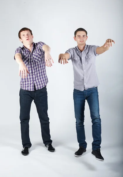 Two funny boys fooling around — Stock Photo, Image