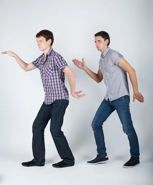 Two funny boys fooling around Stock Photo