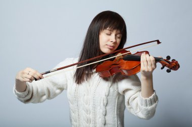Keman studio atış ile güzel kız