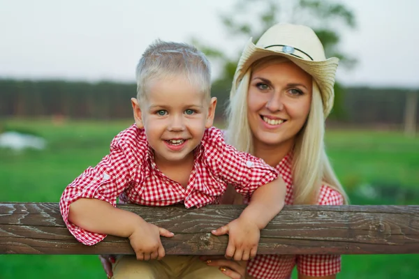 Happy family in country style — Stock Photo, Image