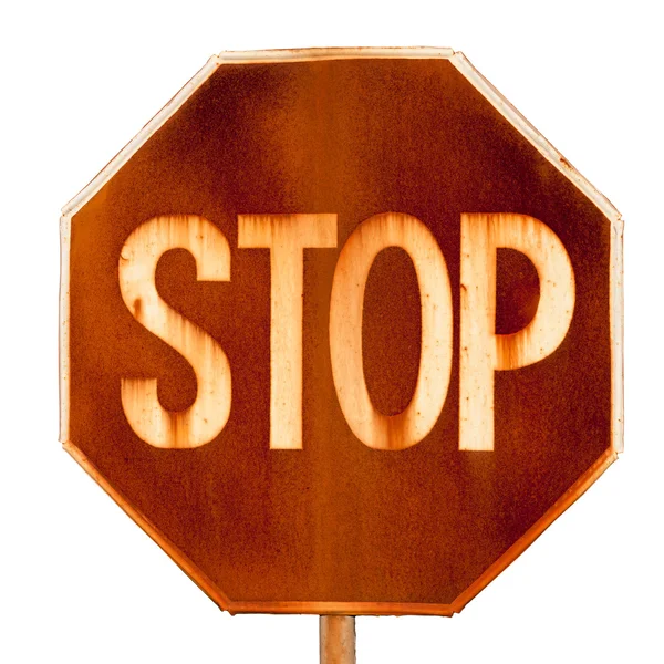 Eski paslı yol işaret durdurmak — Stok fotoğraf