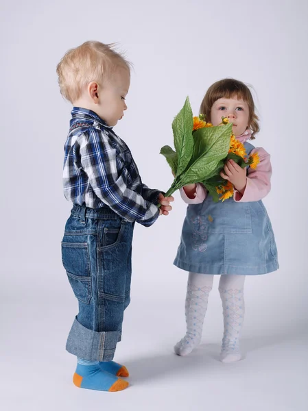 Cute children on the date — Stock Photo, Image