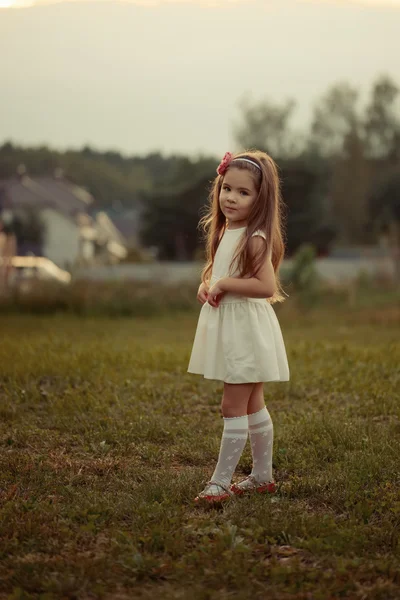 Jeune belle fille aux cheveux longs — Photo