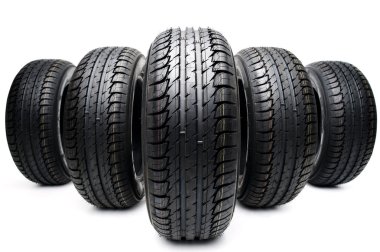 five tires formation isolated on white clipart