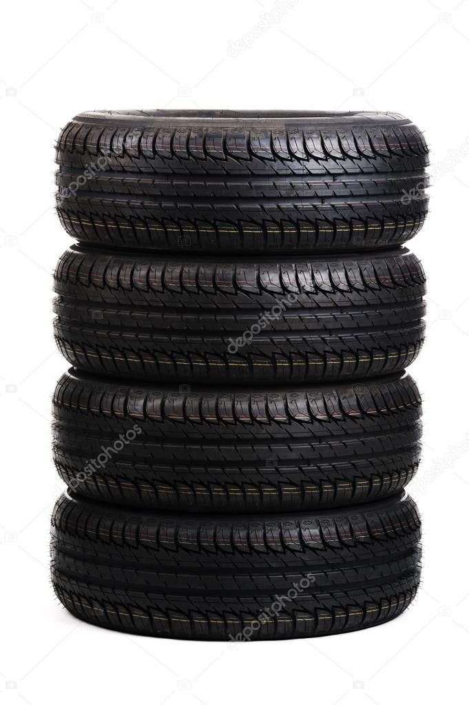black summer tires isolated on white