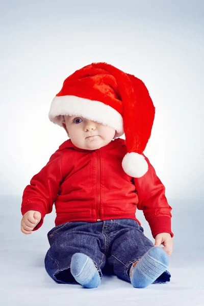 Cute little boy with santa hat — Stock Photo, Image
