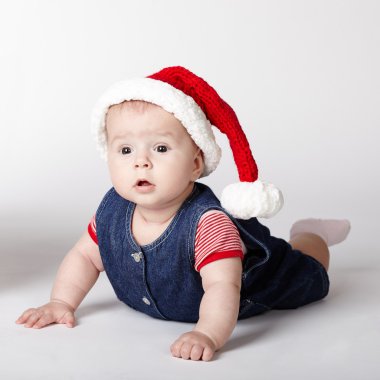 küçük şirin santa portre üzerinde beyaz