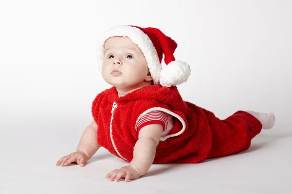 Kleine süße Weihnachtsmann Porträt auf weiß — Stockfoto