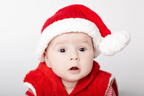 Little cute santa portrait on white — Stock Photo, Image