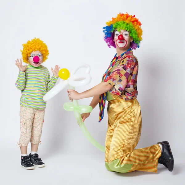 Big and little funny clowns photo — Stock Photo, Image