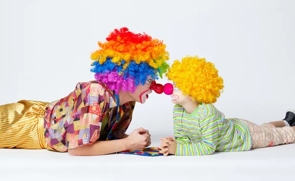 Big and little funny clowns photo — Stock Photo, Image