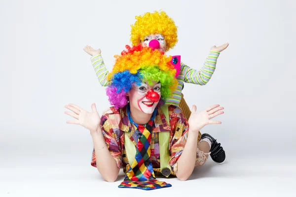 Grandi e piccoli buffi clown foto — Foto Stock