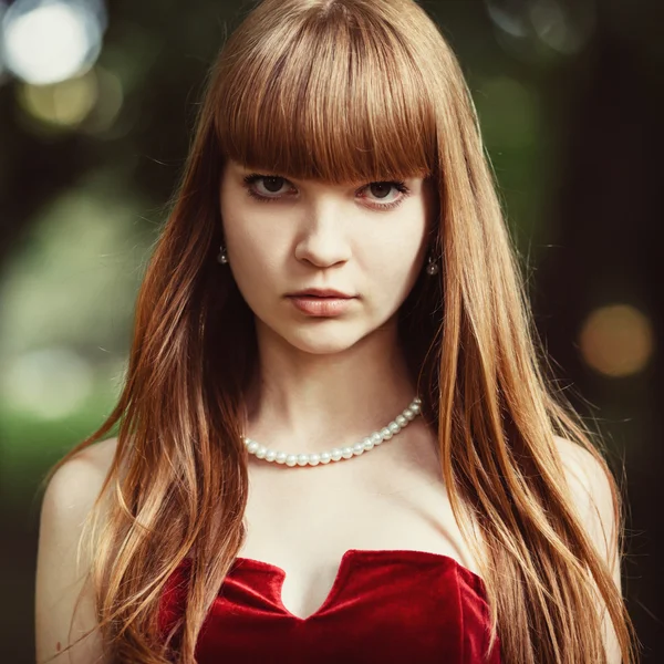 Beautiful girl with long hair portrait — Stock Photo, Image