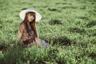 uzun saç portre ile genç kız