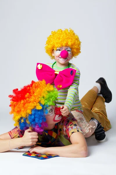 Big and little funny clowns photo — Stock Photo, Image