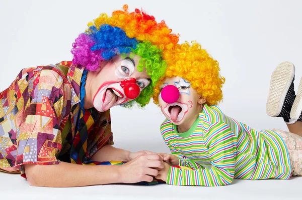 Big and little funny clowns photo — Stock Photo, Image