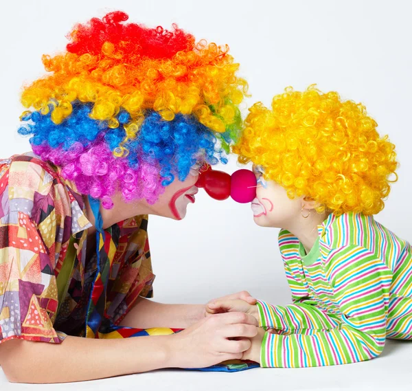 Große und kleine lustige Clowns Foto — Stockfoto