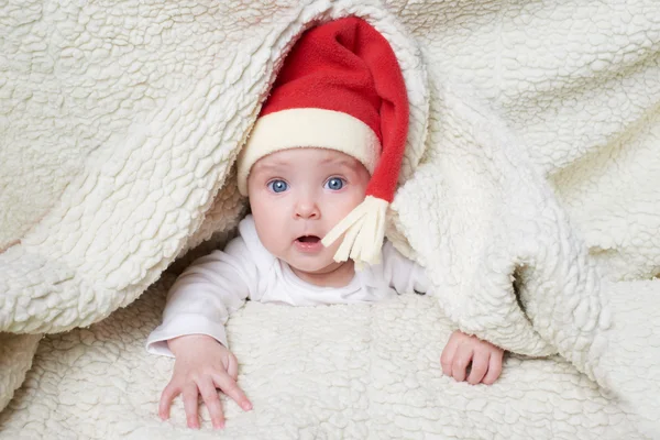 Schattig baby in santa hoed — Stockfoto