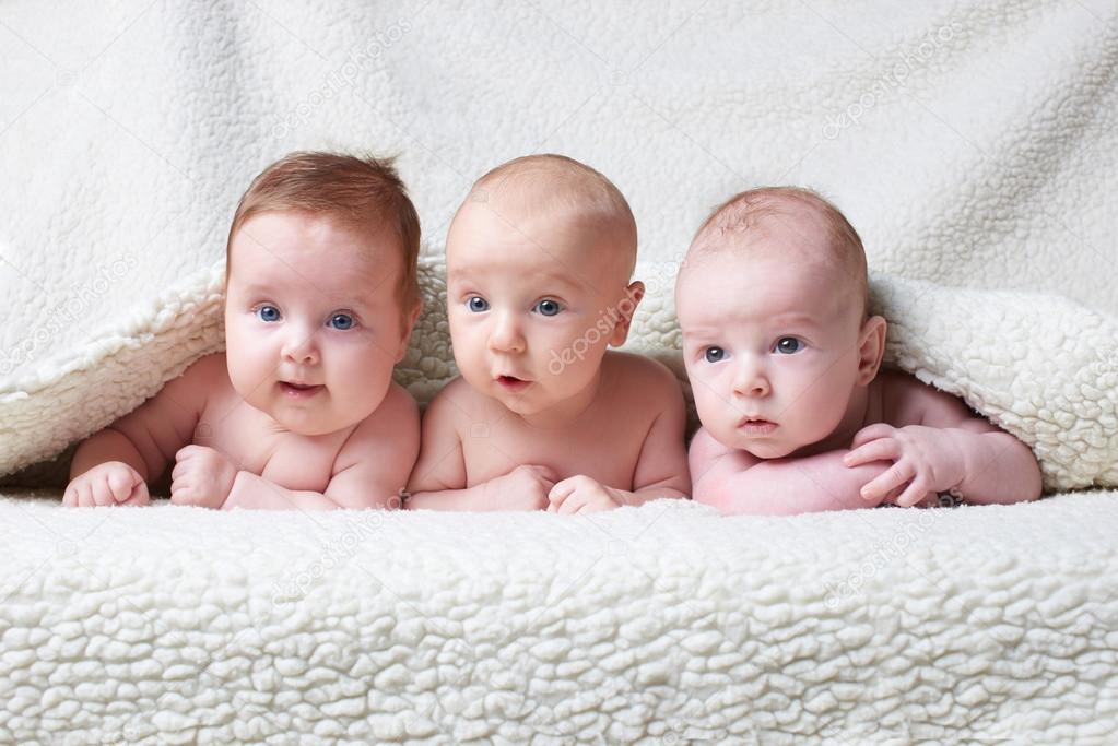 cute babies on light background