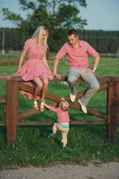 Happy family in country style — Stock Photo, Image