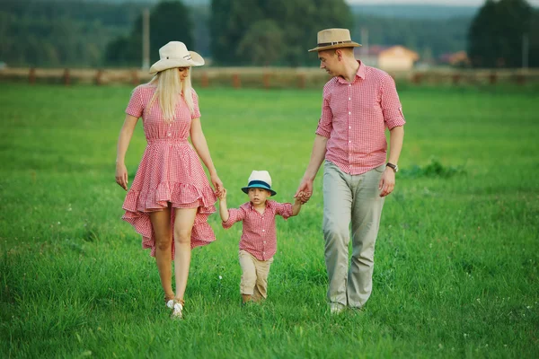 Happy family in country style — Stock Photo, Image