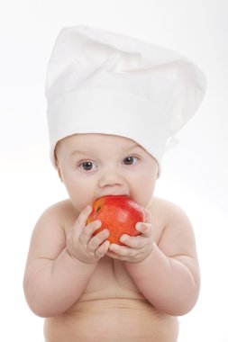 sevimli küçük yemek yeme elma