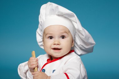 Şef şapkalı şirin bebek