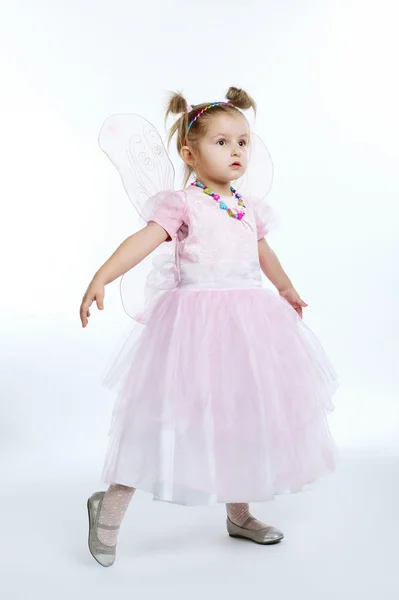 Little beautiful girl posing on white — Stock Photo, Image