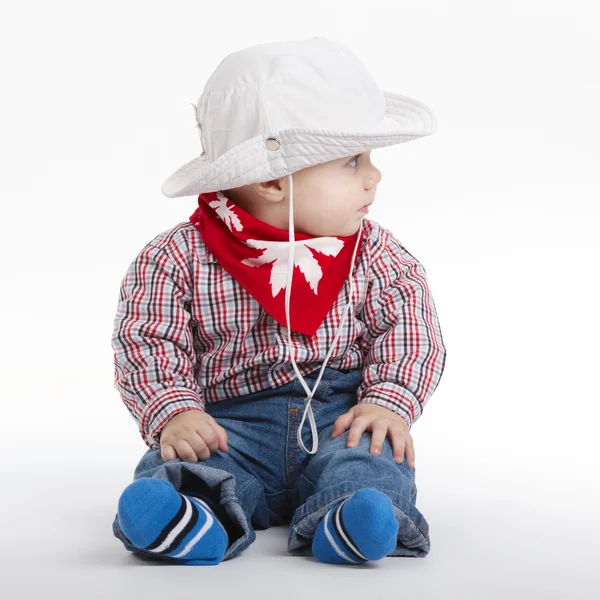 Little funny cowboy on white background — Stock Photo, Image