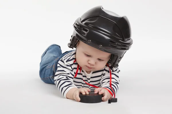 Little funny hockey referee — Stock Photo, Image