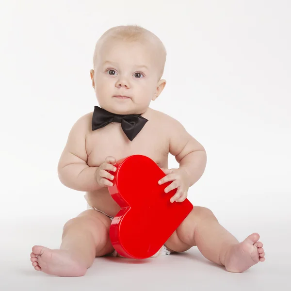 Little sweet boy with heart — Stock Photo, Image