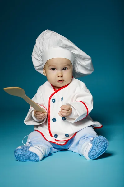 Carino piccolo bambino con cappello da chef — Foto Stock