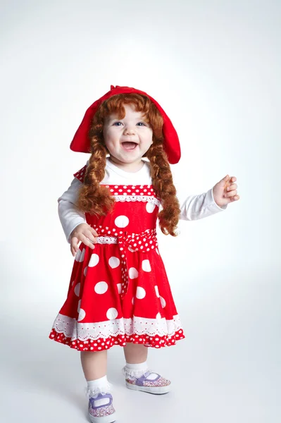 Encaracolado vermelho cabelo menina retrato — Fotografia de Stock