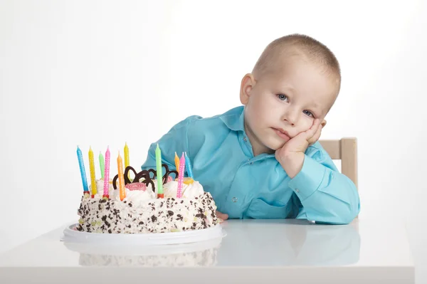 Little boy boring birthday — Stock Photo, Image