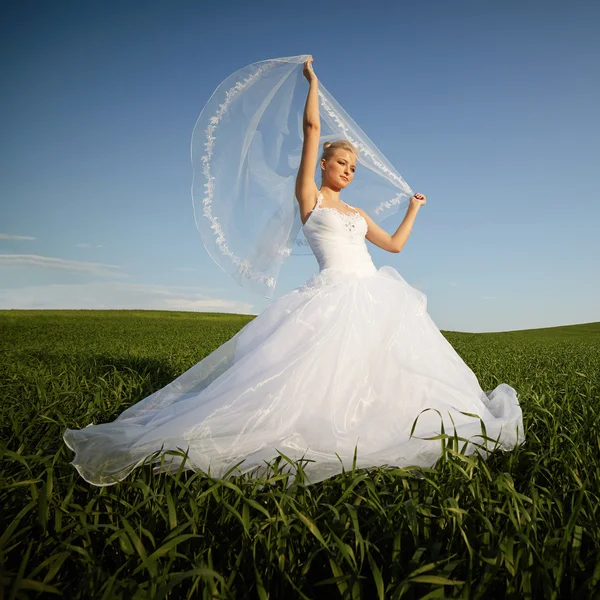 Beautiful young blonde bride — Stock Photo, Image