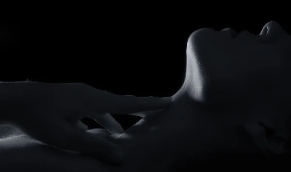 Body scape of woman neck and hand emotion conversão artística — Fotografia de Stock