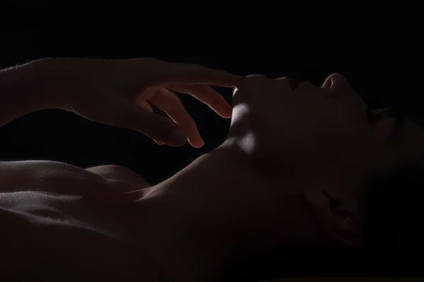Куля тіла жінки шия і емоції руки художнє перетворення — стокове фото