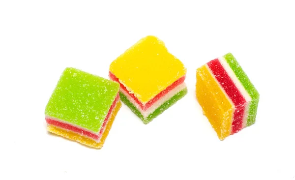Kauw Multi Gekleurde Snoepjes Een Witte Achtergrond — Stockfoto