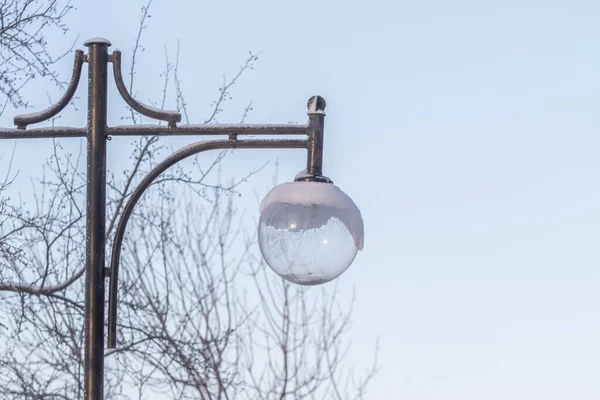 Lanternas Vidro Parque Inverno — Fotografia de Stock
