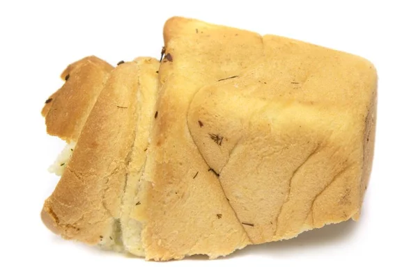 Scheibe Weißbrot Isoliert Auf Weißem Hintergrund — Stockfoto