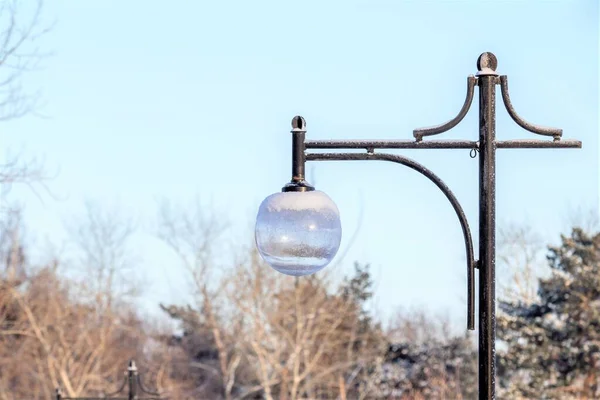 Lanternas Vidro Parque Inverno — Fotografia de Stock