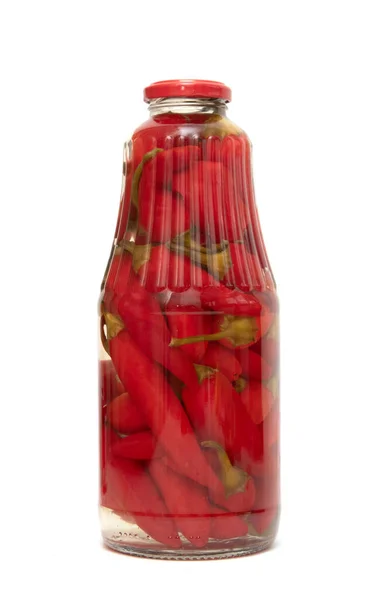 Botella Vidrio Con Chile Rojo Interior — Foto de Stock