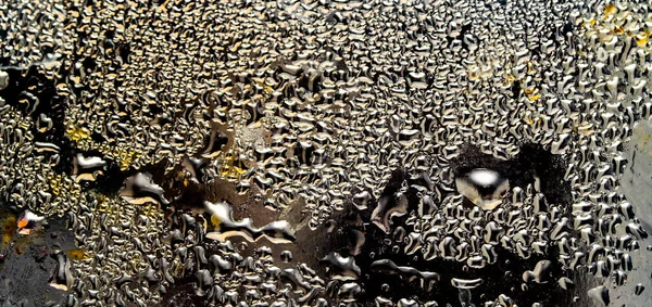 Abstracción Una Gota Agua Sobre Vidrio Fondo —  Fotos de Stock