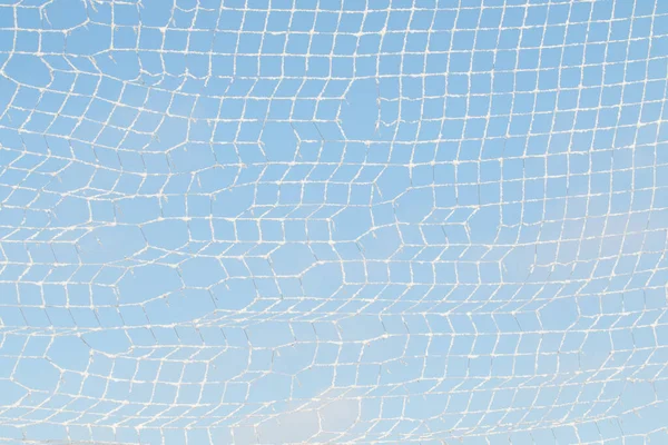 Maille Dans Une Cage Dans Neige Contre Ciel Bleu — Photo