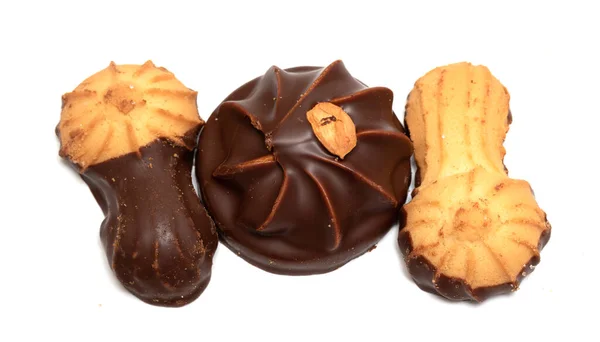 Biscuits Bonbons Chocolat Sur Fond Blanc — Photo