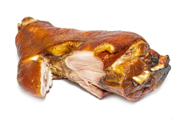 Gegrilde Varkensvlees Knokkel Een Witte Achtergrond Levensmiddelen Voor Bier — Stockfoto