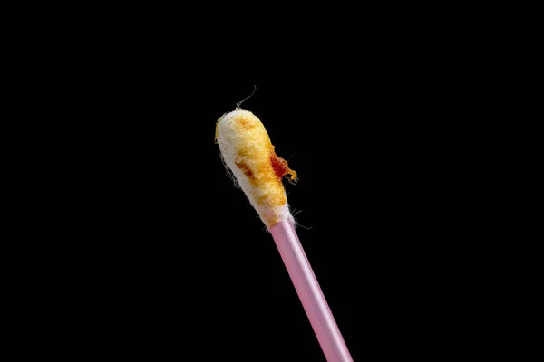 Ear Swabs Cotton Buds Close Black Background — Stock Photo, Image