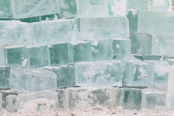 Текстурная ледяная стена, кирпичный фон блоков льда.