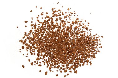 Beyaz arka planda granüler kahve..