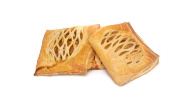 Beyaz arka planda izole edilmiş turtalar ve puflar..